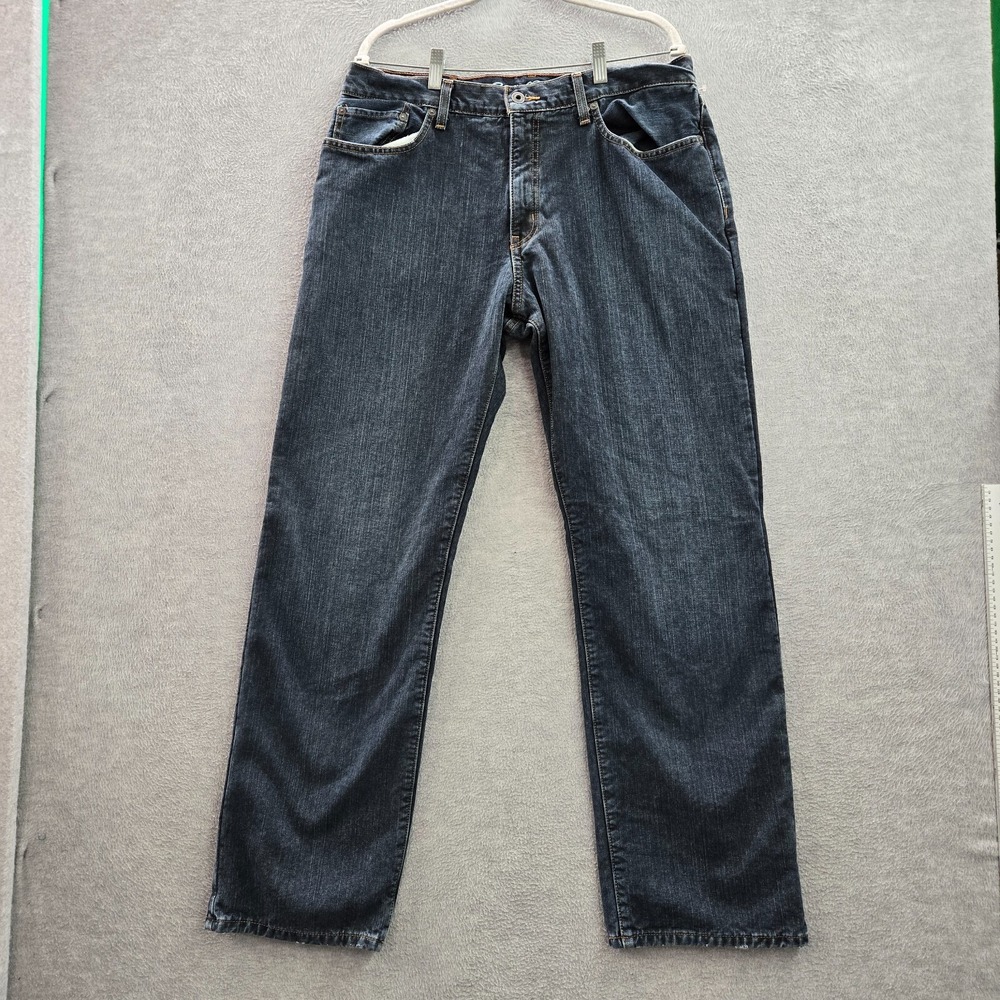 Eddie Bauer Men Jeans 36X32 Blue Denim Plaid Flannel Lined Thermal Outdoor‎